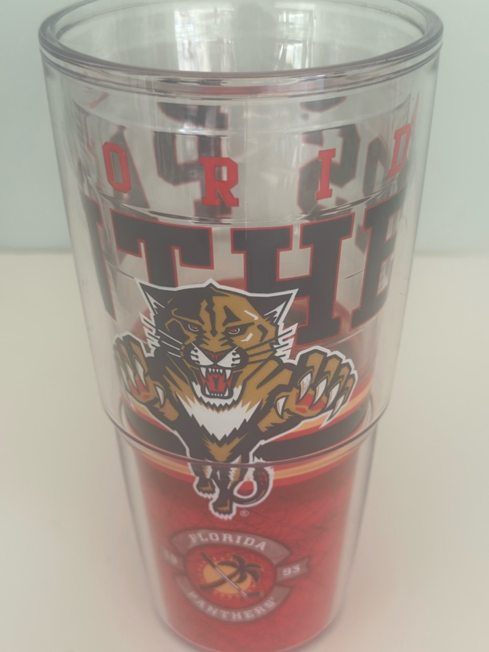 Florida Panthers Acrylic Tumbler - Clear with Red Team Accent